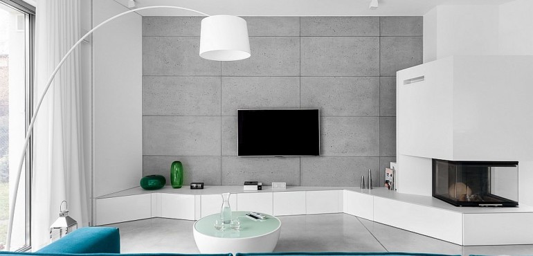 Красивый интерьер в голубо-белый тонах