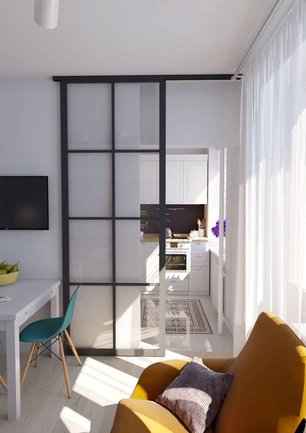 Перегородка между кухней и гостиной