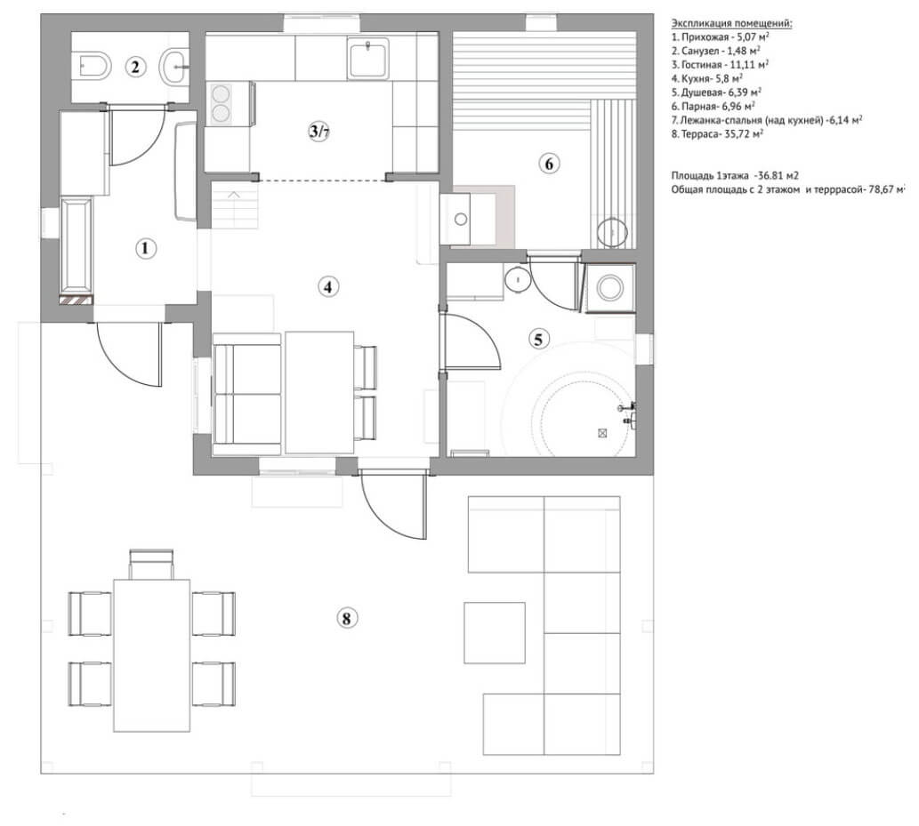 План одноэтажного дома бани План одноэтажного дома бани