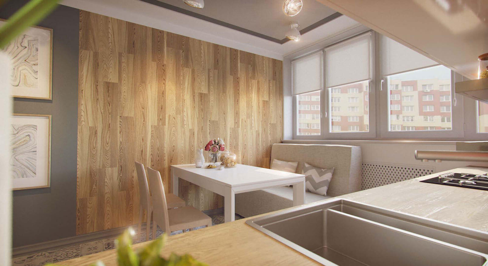 Дизайн кухни с окном